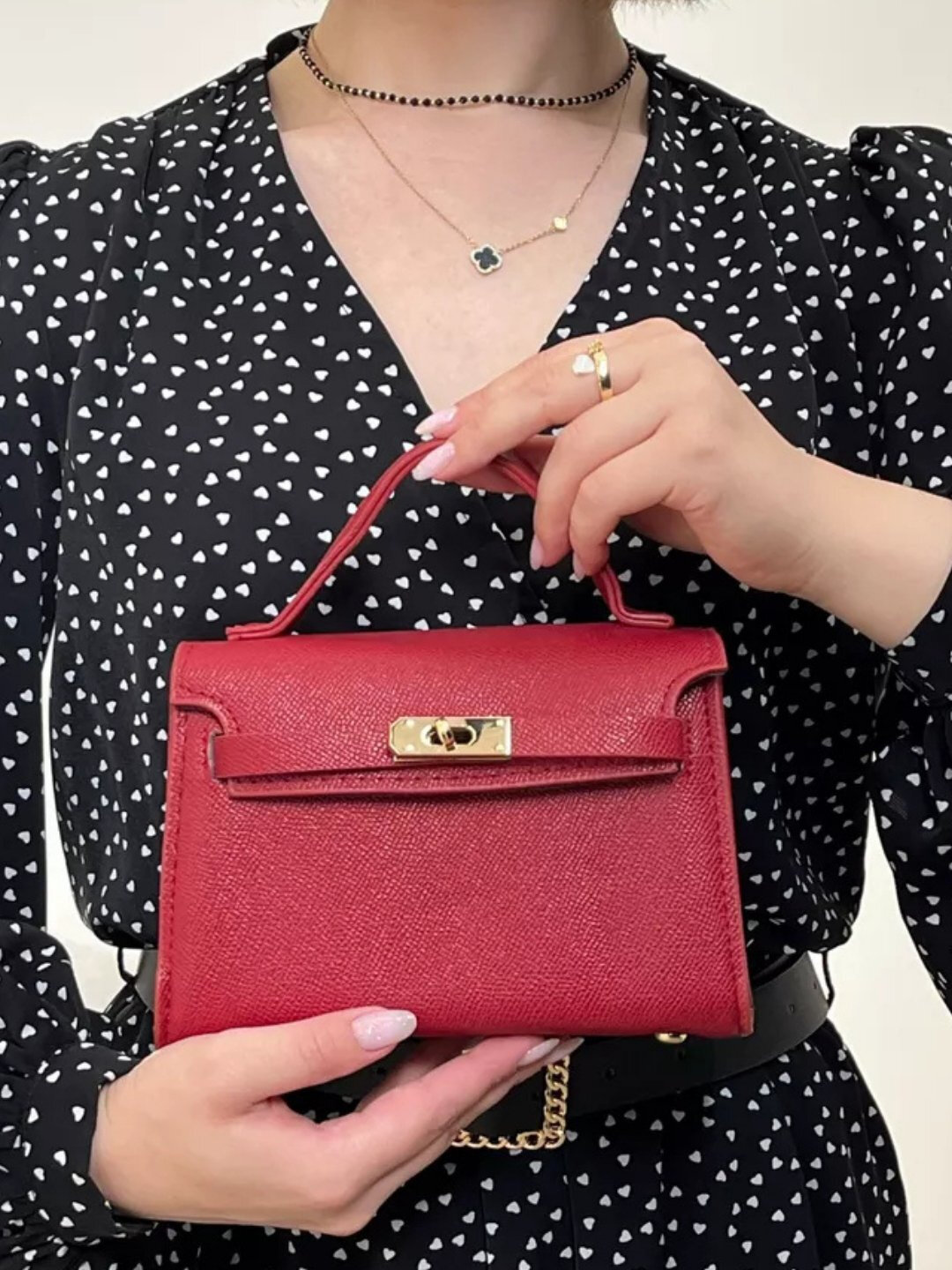 Сумка  Мини-сумка Hermes Kelly Style, красный — фото 1