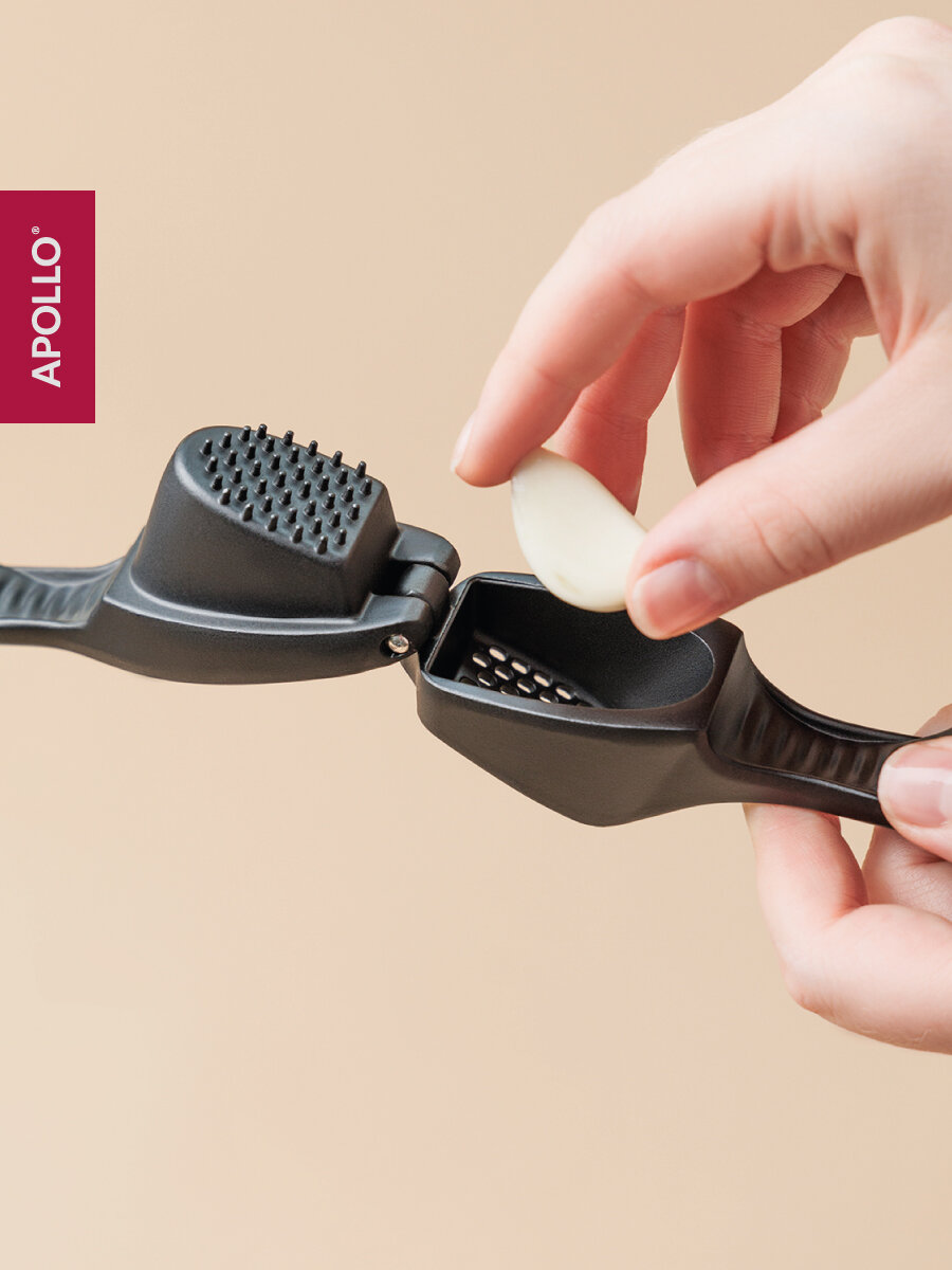 Пресс для чеснока, чеснокодавилка Apollo, цинковый сплав, черный — фото 1