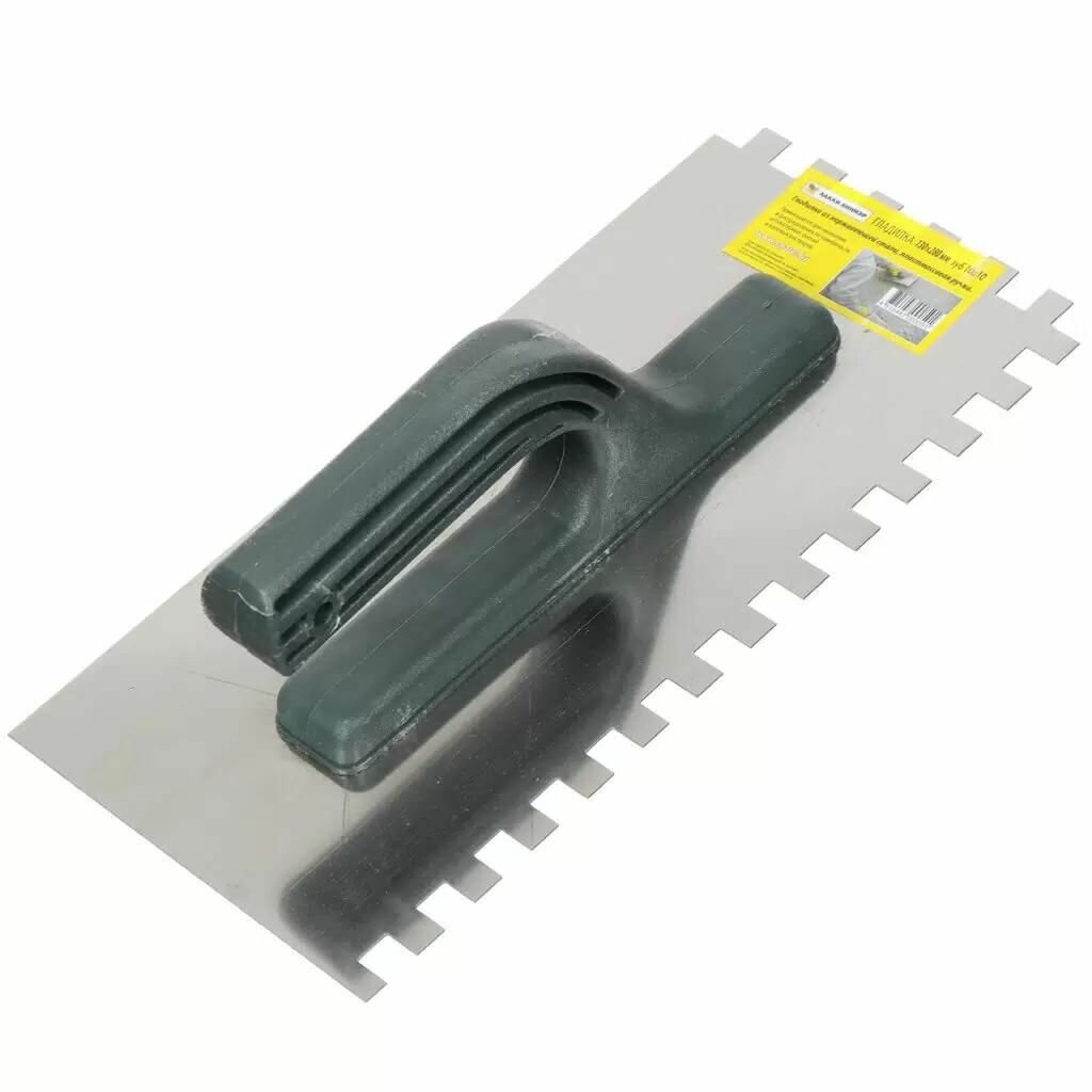 Гладилка строительная КНР зубчатая, 20 зубьев, 130х280 мм, зубцы 10х10 мм