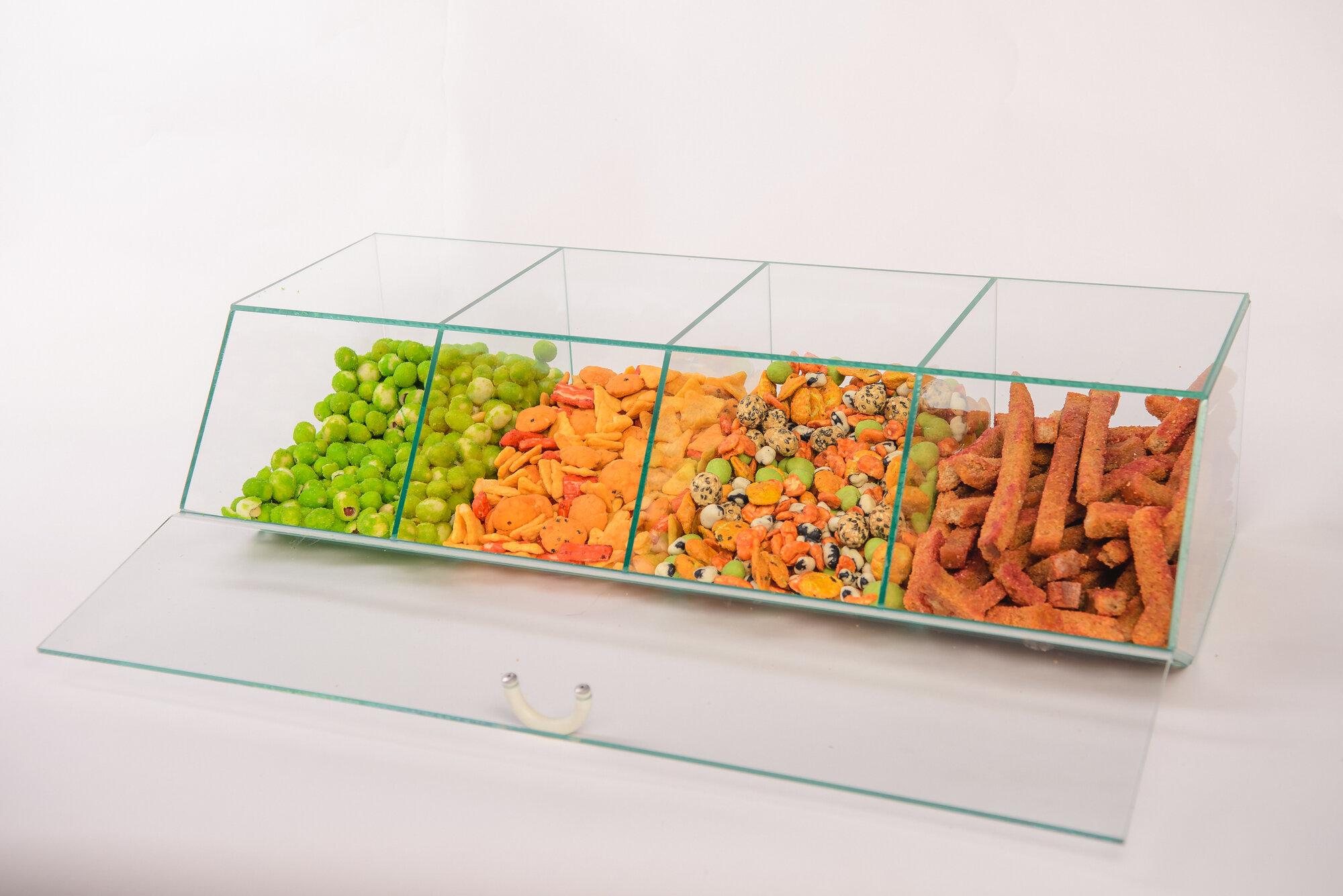 Диспенсер для товаров на развес 4 секции под снеки орехи чай мармелад специи конфеты сухофрукты КСМ15/4 1 шт