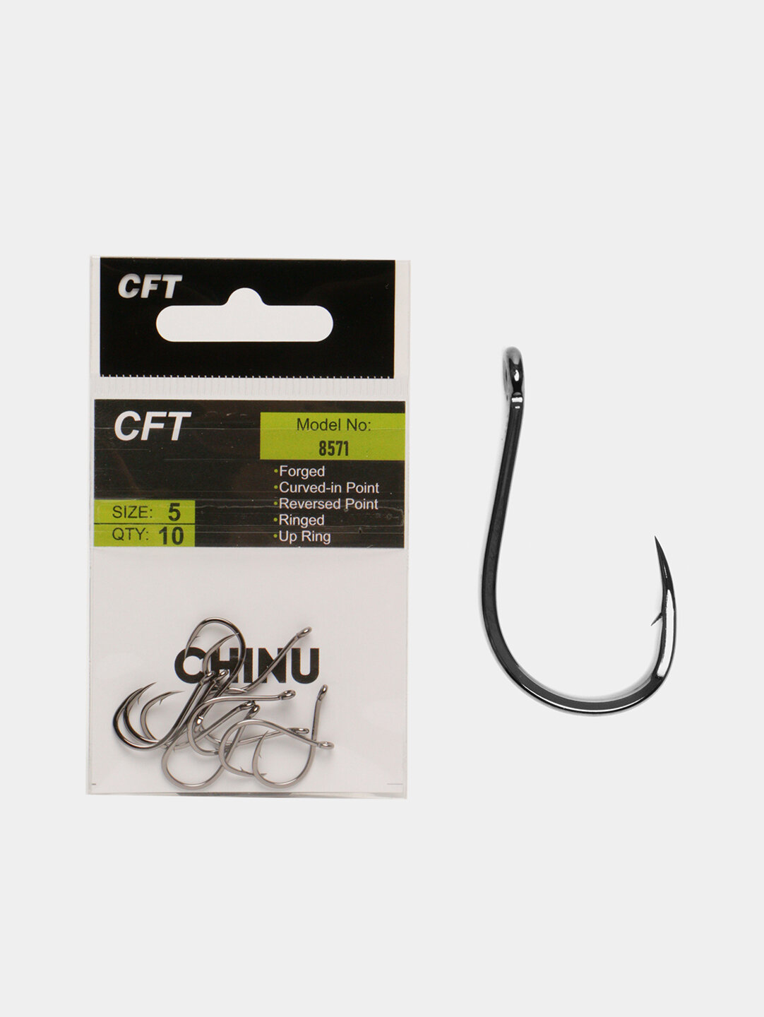 Крючки рыболовные CFT 8571, покрытие Teflon, кованая конструкция, №1