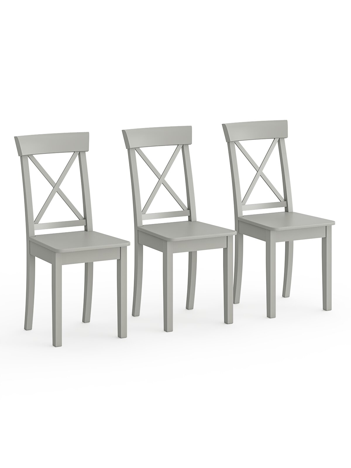 Три стула с жестким сиденьем Мебель--24 Гольф-14, серый, деревянное сиденье серое, 41х42х95 см.