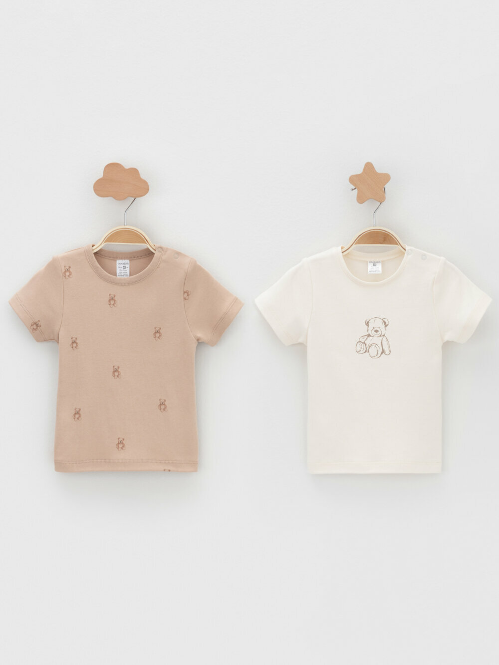 Футболка crockid К 301156-2уп/молочный 0809,бежевый Н064, комплект из 2 шт., размер 48/74, бежевый