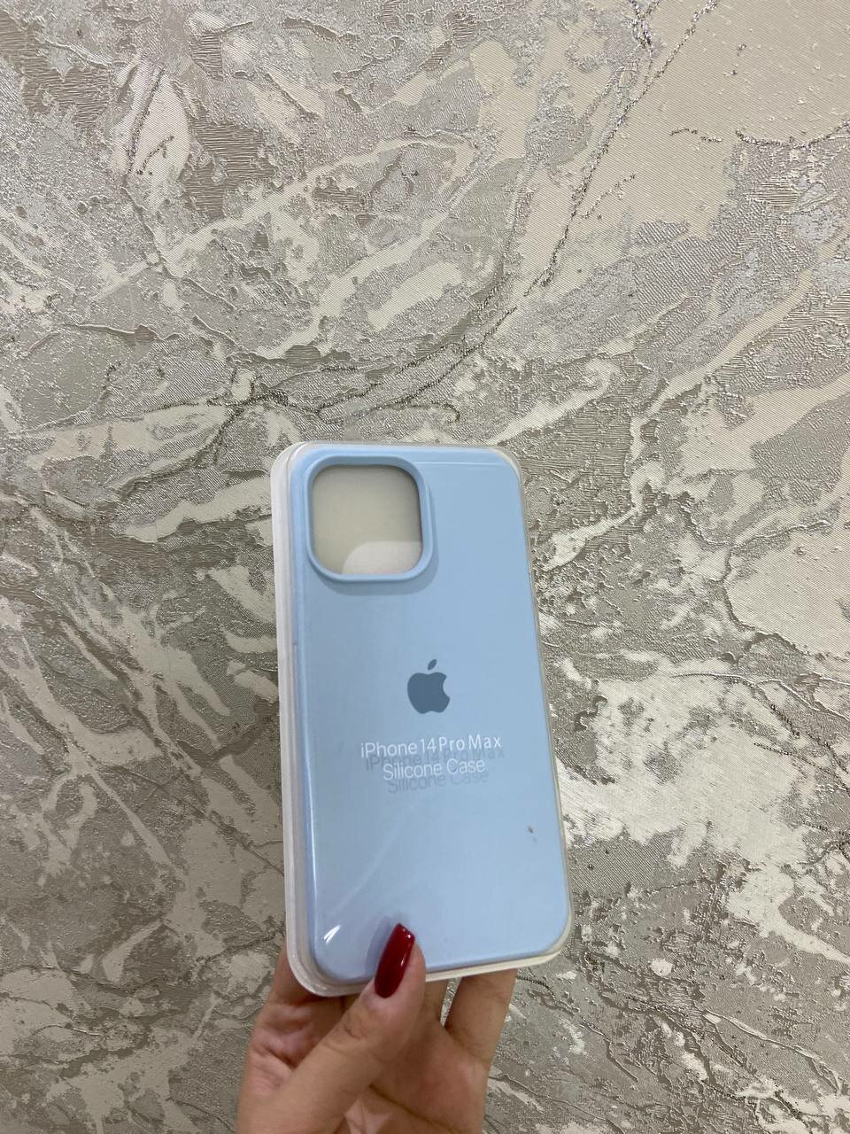 Чехол "голубой", для iPhone 14 Pro Max, силикон, матовый, противоударный — фото 1