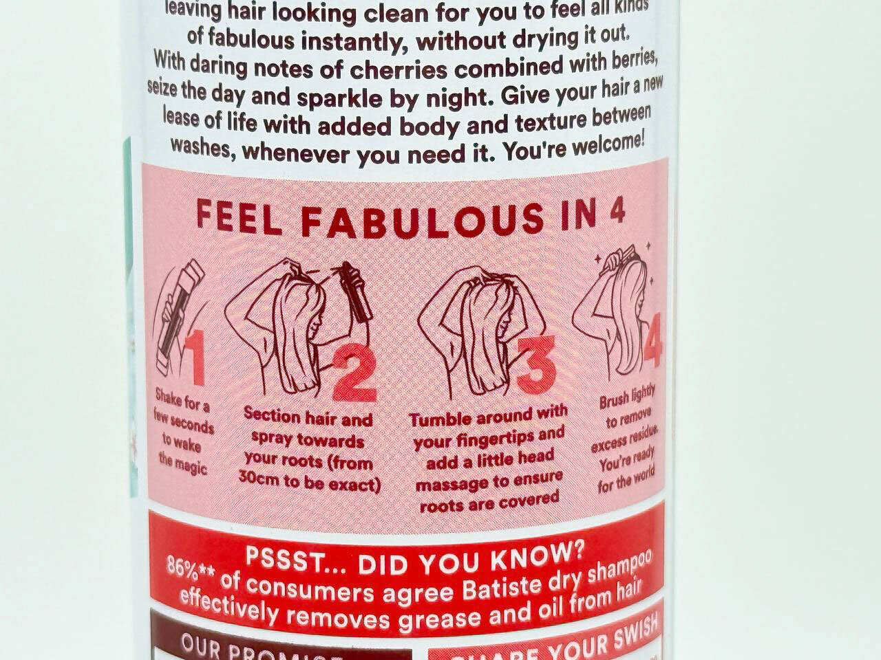 Сухой шампунь Batiste Cherry (Cheeky Cherry), аэрозоль, вишневый аромат, очищение без воды, 200 мл (120 г) — фото 1