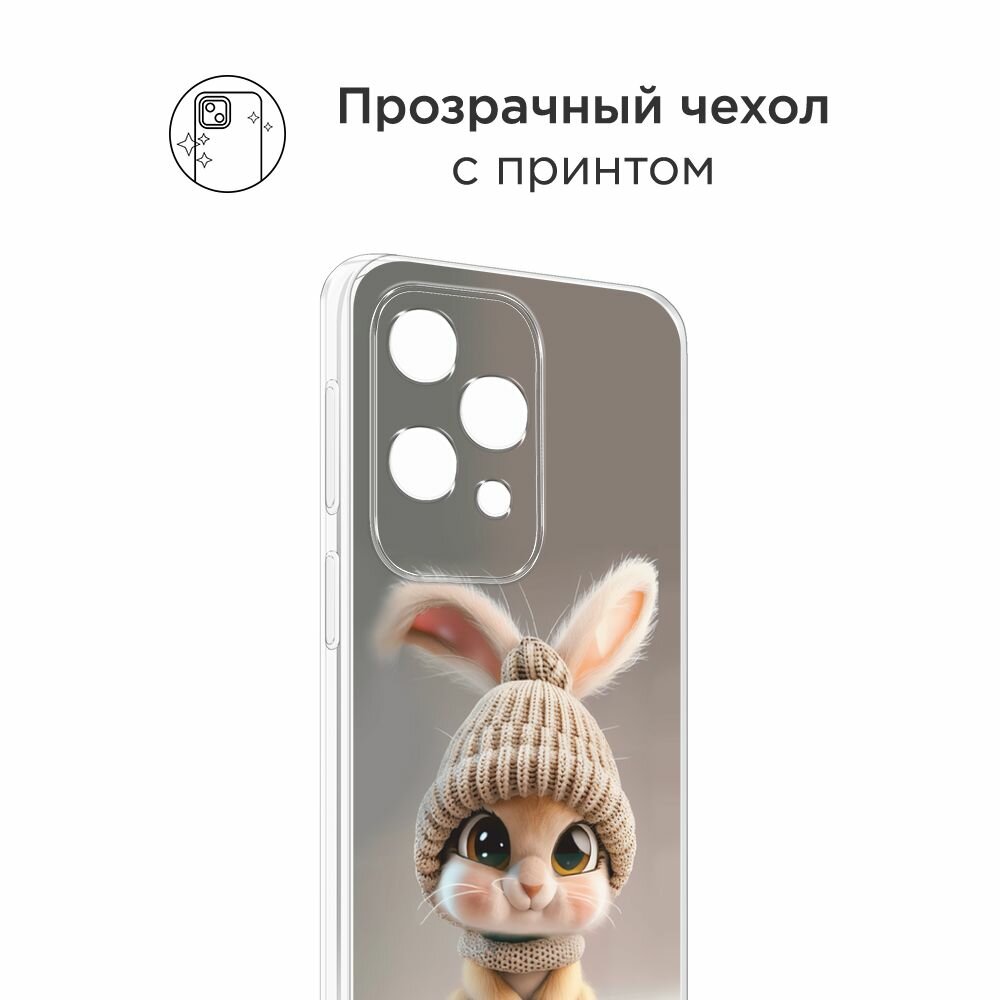 Чехол на Samsung Galaxy A80 / Самсунг Гэлакси A80 с принтом "Крольчонок в вязаной шапке" — фото 1