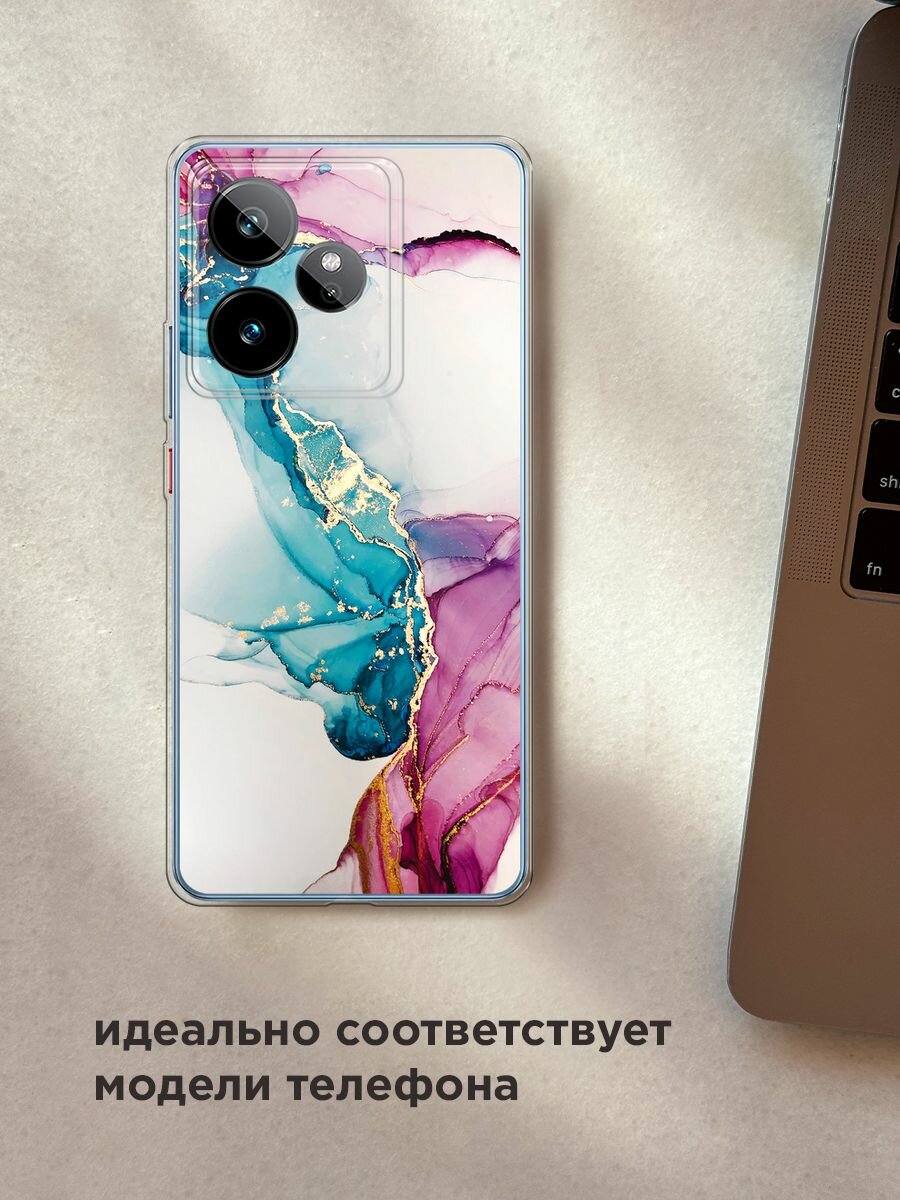 Чехол на Realme GT 7/GT 7T / Реалми GT 7/GT 7T с принтом "Розовые разводы рисунок" — фото 1