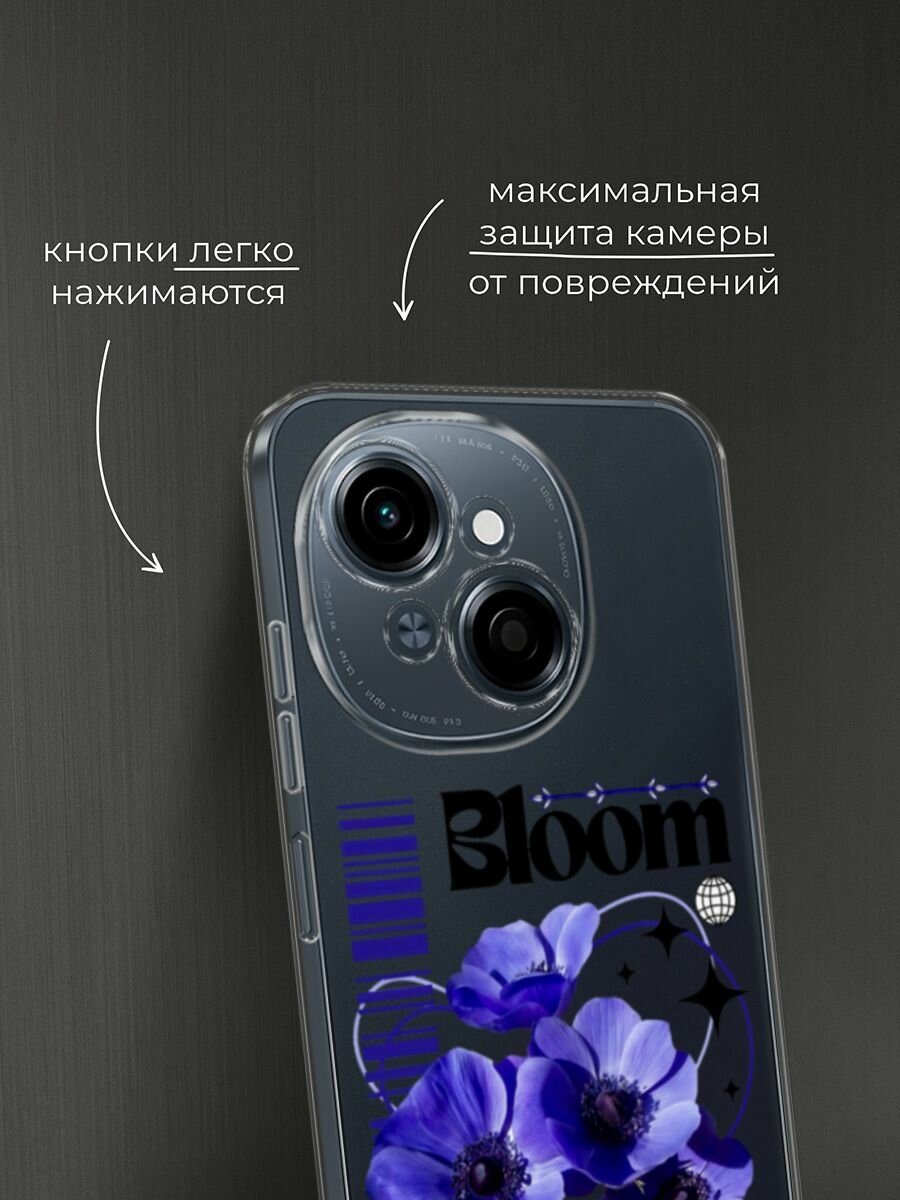 Чехол на Tecno Spark Go 1/Pop 9 / Текно Спарк Go 1/Поп 9 с принтом "Завораживающие анемоны", прозрачный — фото 1