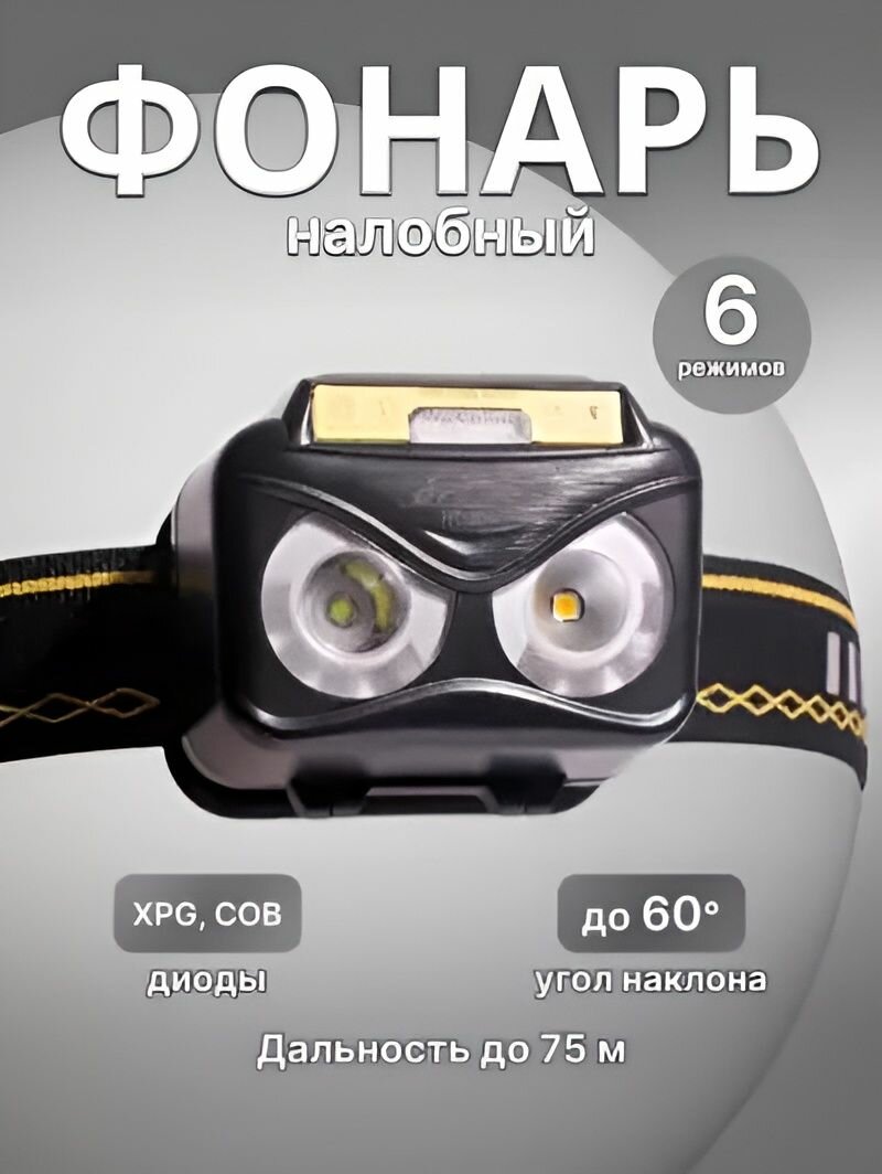 Фонарь налобный аккумуляторный Огонь HT-853