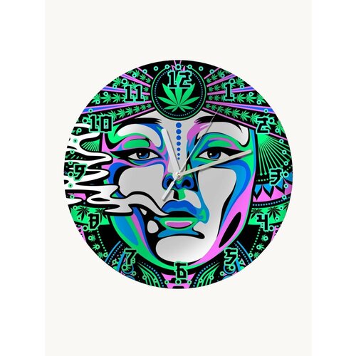 Настенные часы УФ хиппи арт девушка (абстракция, хиппи-арт) - 1007
