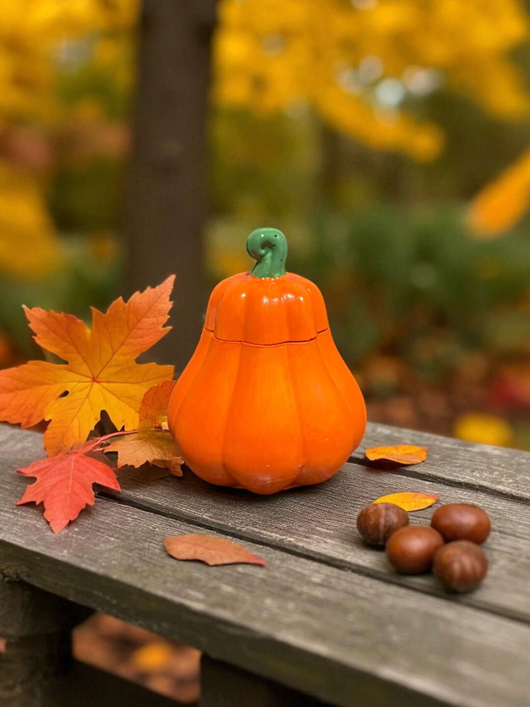 Декоративная шкатулка Тыква, 10*10*7 см - Рыжий