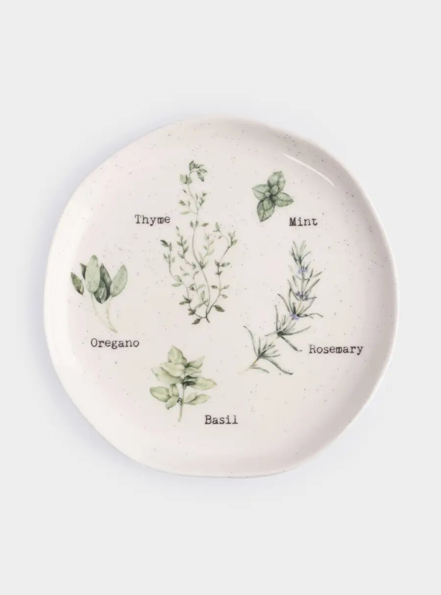 Тарелка закусочная, 19 см, фарфор N, белая, в крапинку, Приправы, Herbarium new