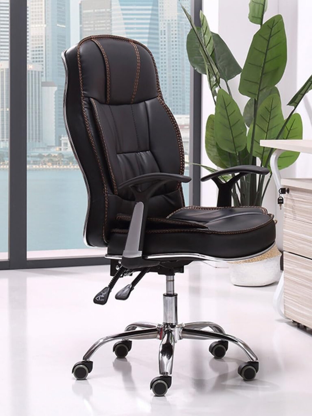 Офисное кресло, эргономичное компьютерное кресло, для работы дома и в офисе - Черный