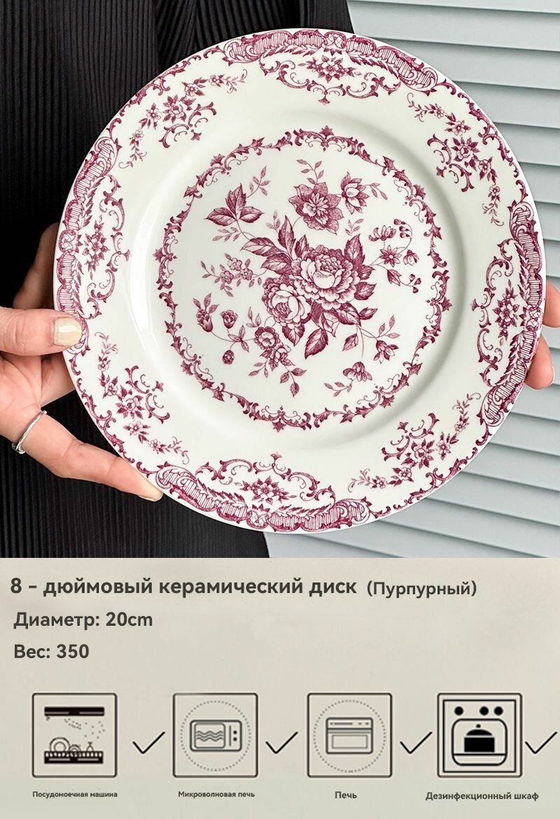 Тарелка 20 см 1 шт фиолетовый