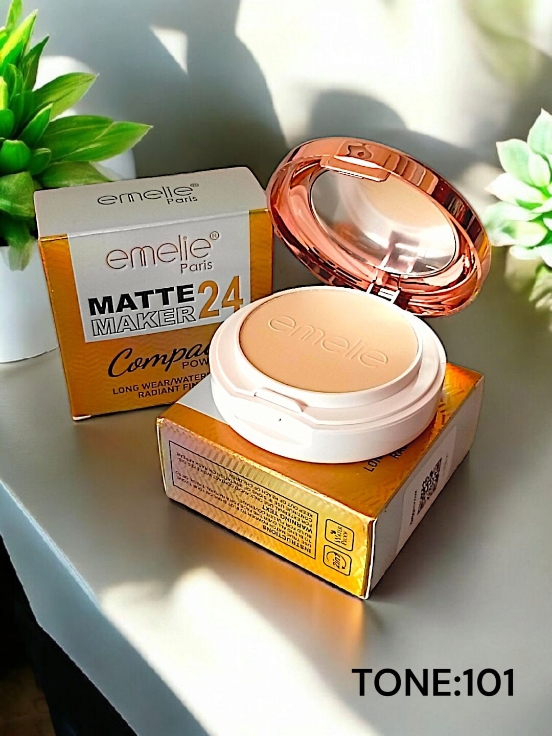 Матовая пудра Emelie, 01 и 02, 2 в 1, матовый эффект на 24 часа, SPF 15