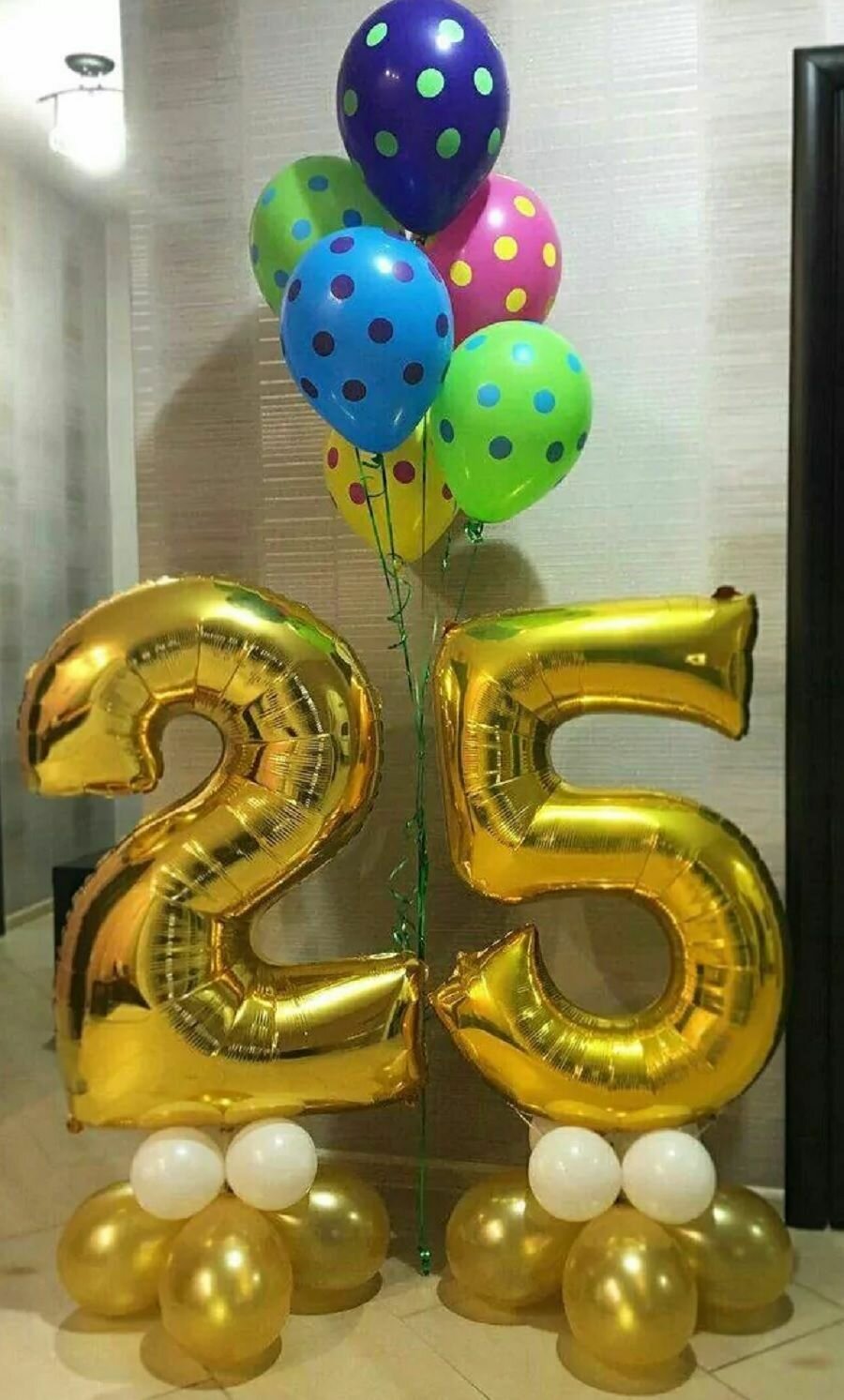 Шар воздушный фольгированный Цифра 25, цвет золотой 42"/106 см (шз2)(шз5)