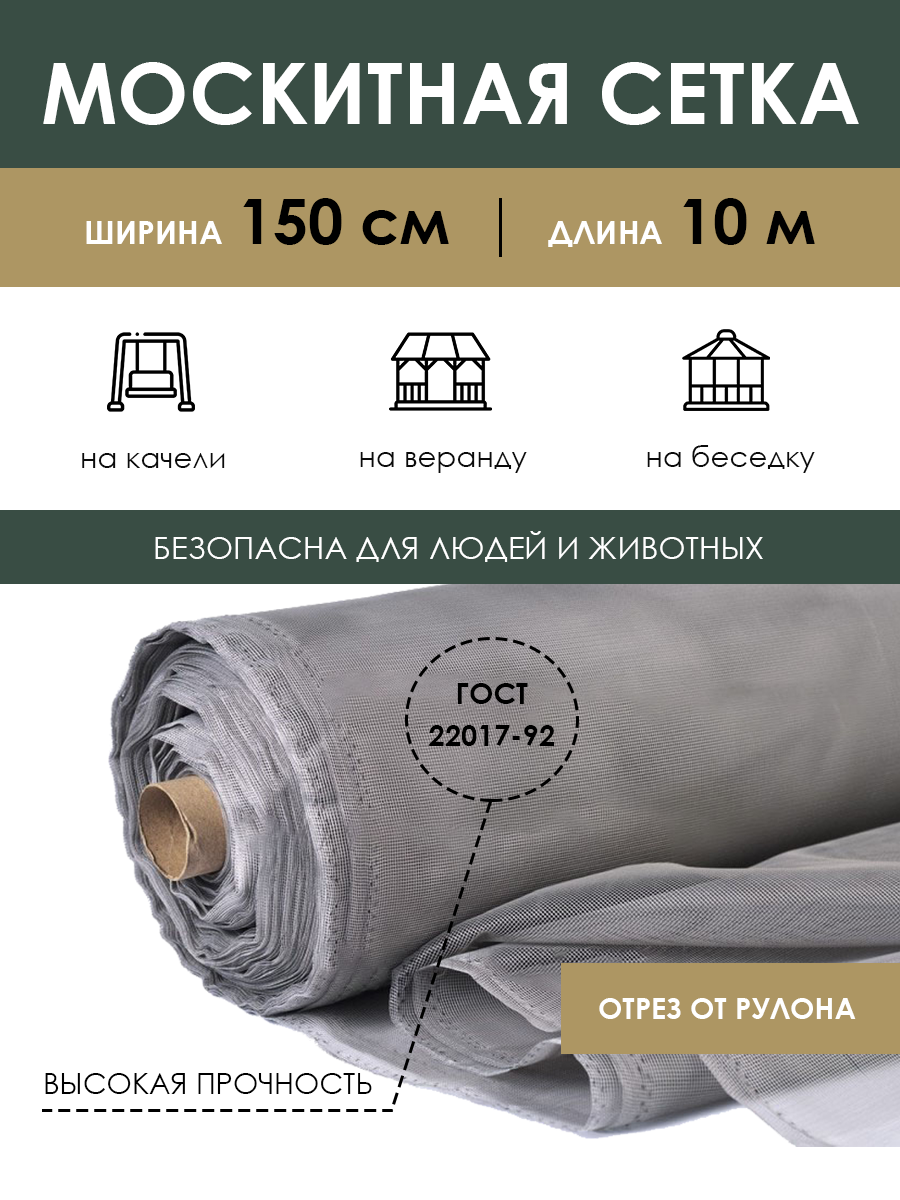 Москитная сетка на отрез 1,5х10 м, антимоскитное полотно на окно дверь от комаров и насекомых, занавеска на кровать коляску для дачи отдыха в рулоне