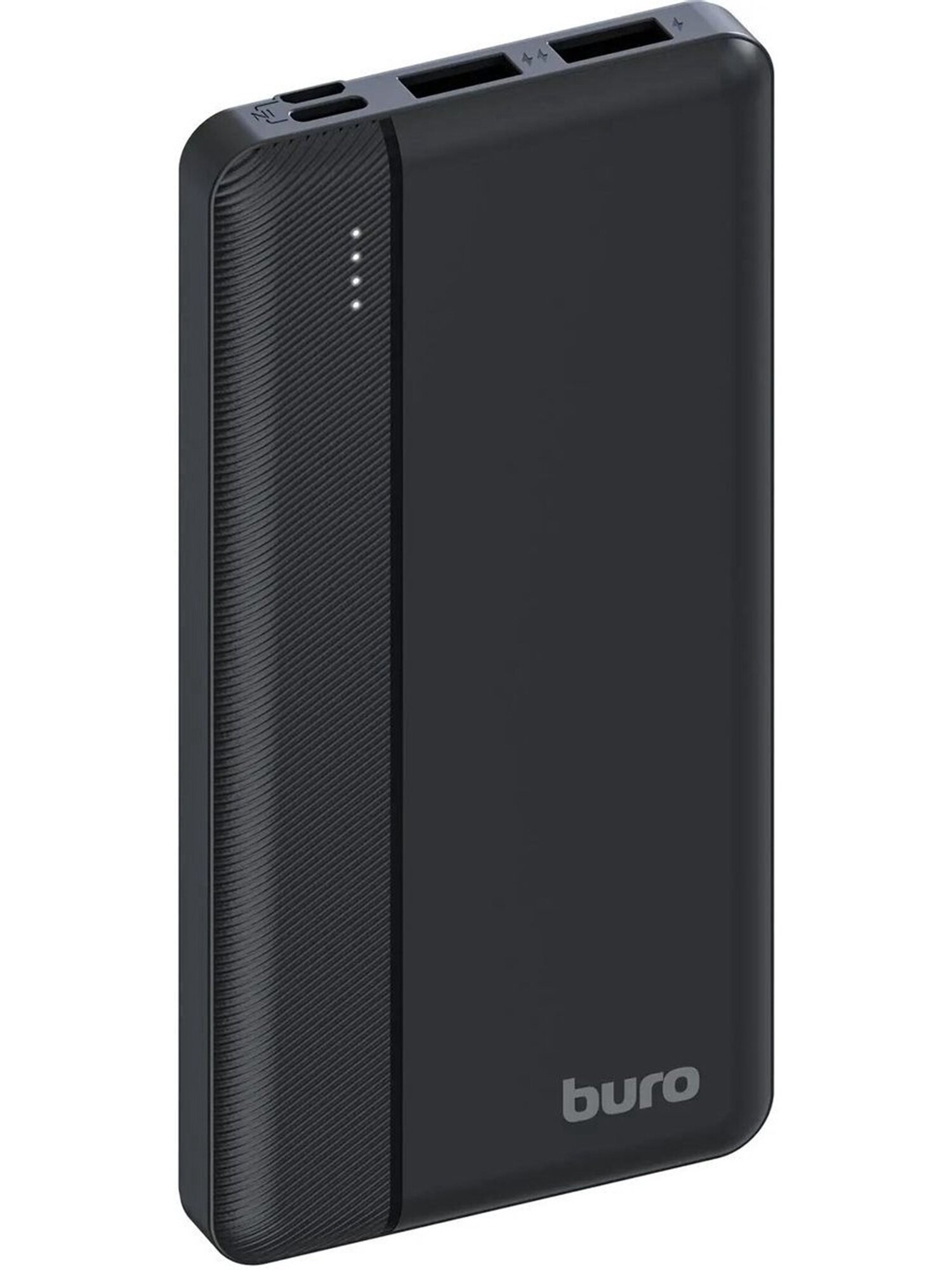 Мобильный аккумулятор Buro BP10A, 10000mAh, 10W, 2A, 2xUSB-A/USB-C, чёрный