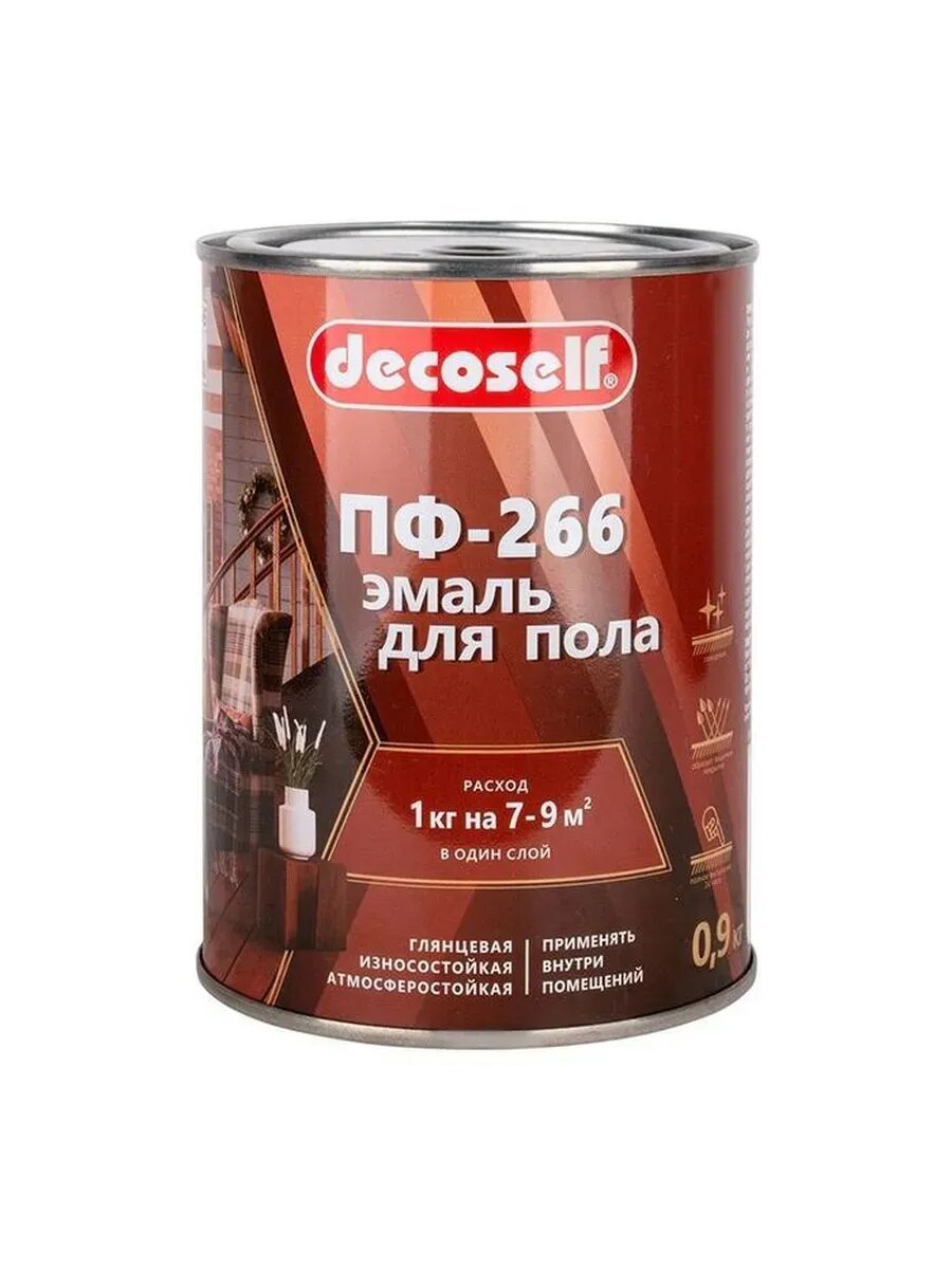 Декоселф эмаль ПФ-266 для деревянных полов золотисто-коричневая (09кг)