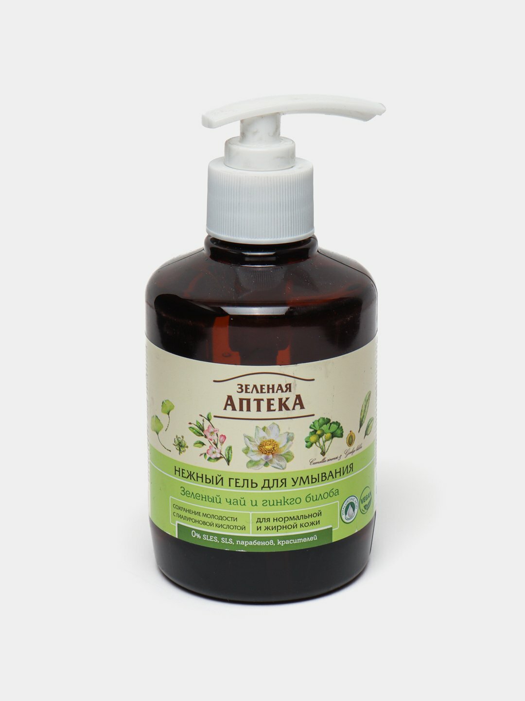 Нежный гель для умывания, Зелёный чай и Гинкго билоба, Зеленая Аптека, 270 мл