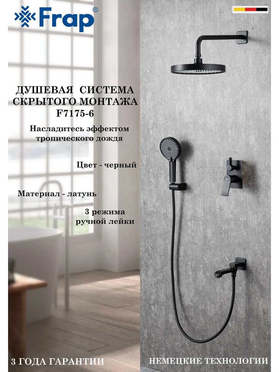 Душевая система скрытого монтажа Frap F7175-6