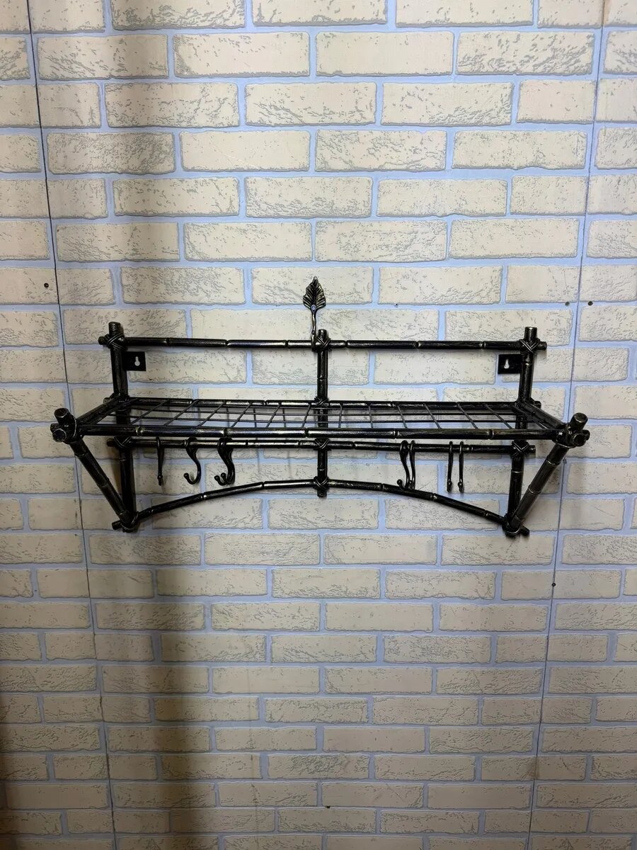 Вешалка настенная, кованая, Студия кованой мебели Нива, цвет черный/золотистый — фото 1