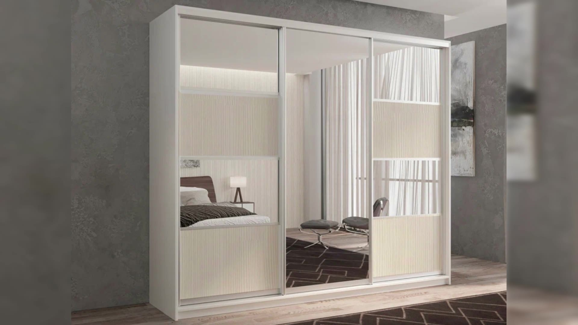 Шкаф купе для одежды Касст 3, МФ-Купе, 180х45х220, платье/белье/платье, цвет белый — фото 1