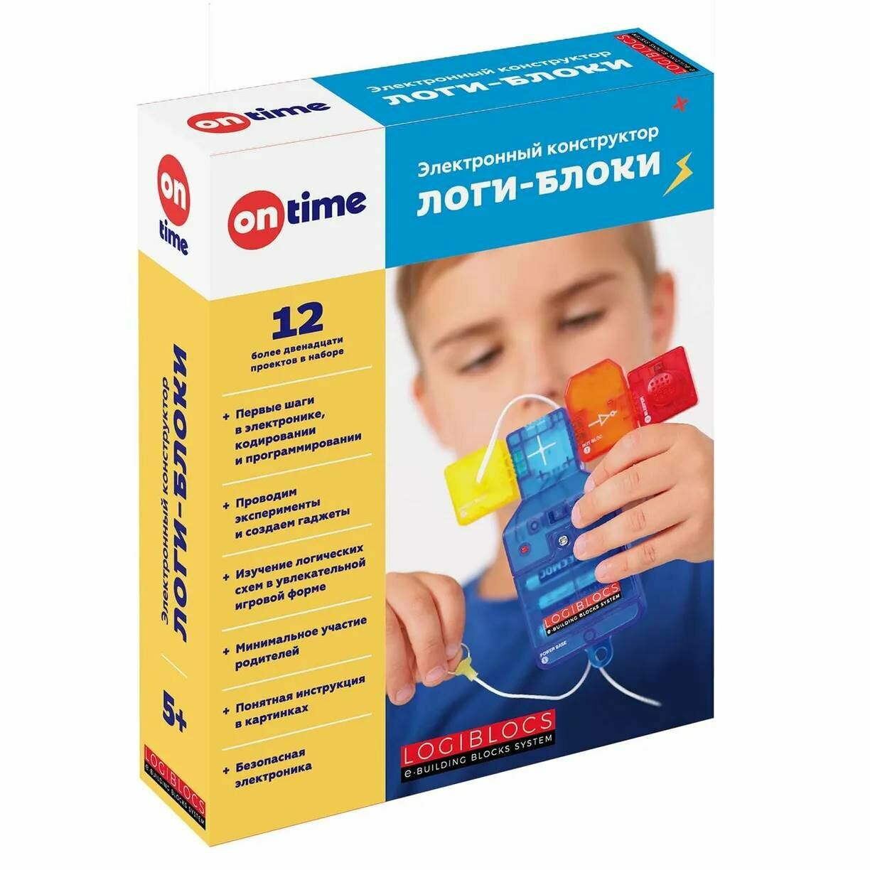 Электронный конструктор On Time "ЛОГИ-БЛОКИ", 12 экспериментов, для детей