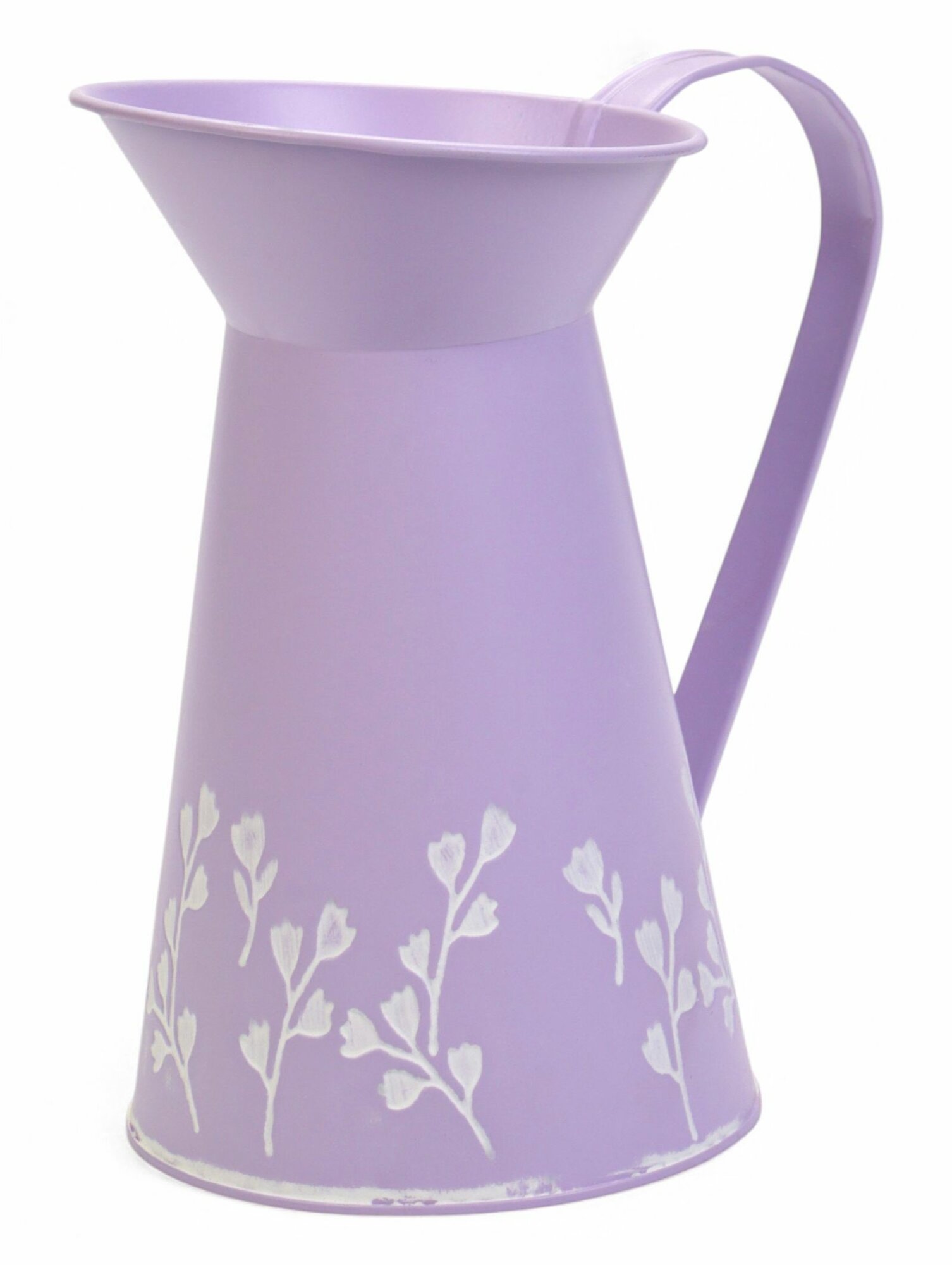 Кашпо кувшин "Ландыши", металлическое, лавандовое, 12 12 20 см ваза для цветов, декоративная, интерьерная