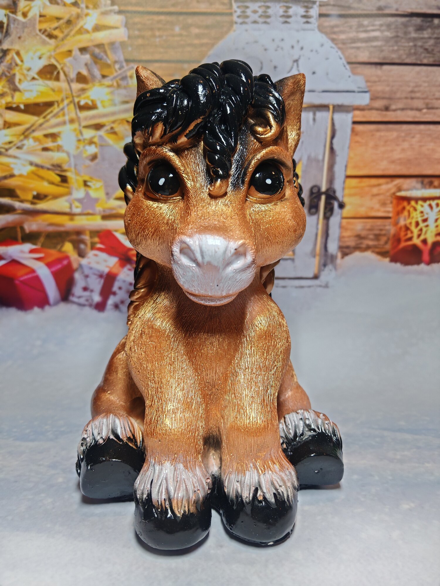 Копилка Лошадка символ 2026 года  гипс  высота 25см ширина 19см