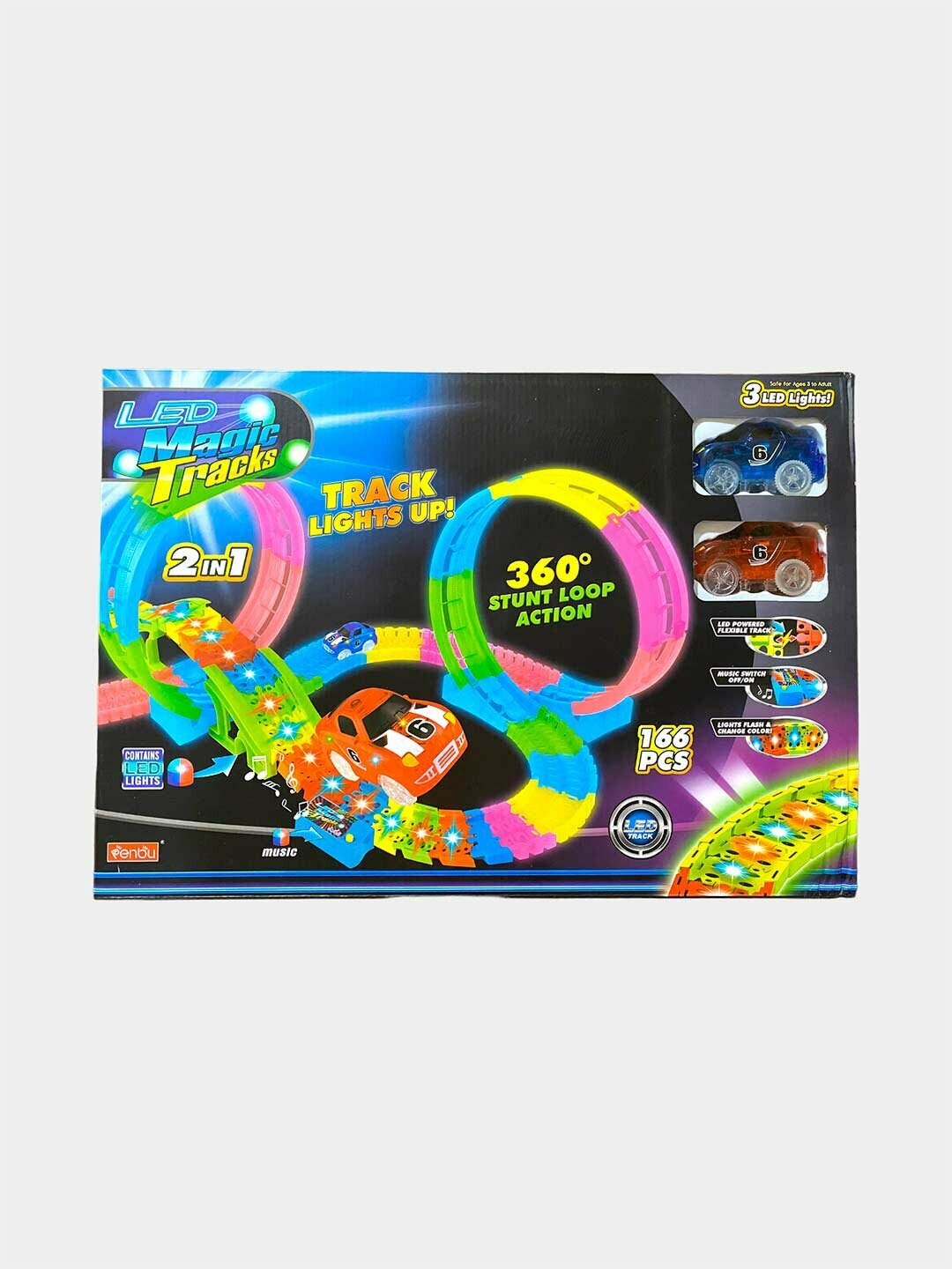 Детский трек Magic трассы с LED подсветкой 166 деталей развивающий Art. 7735 Код. 03767