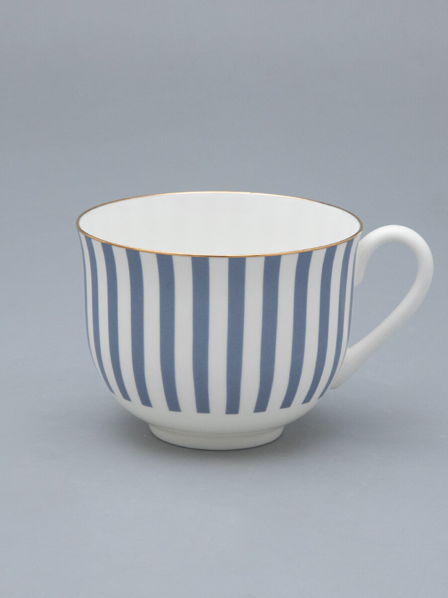 Чайная пара "Да и нет", форма Ландыш, Императорский фарфоровый завод , костяной фарфор, серый, отводка золотом, 345 мл — фото 1