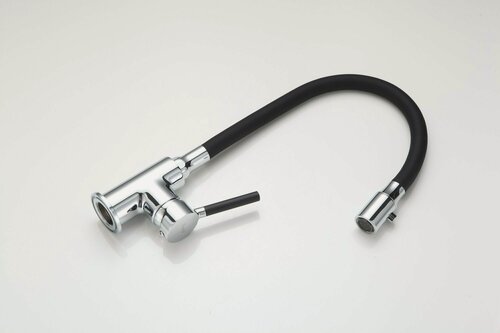 Изображение товара Смеситель для кухни FRAP F40553 черный, хром, гибкий излив, латунь, гайка