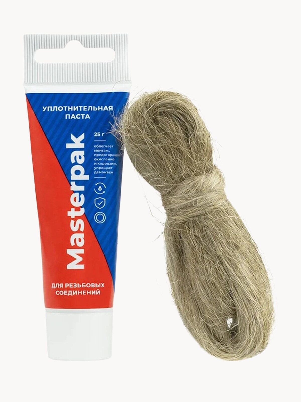 Комплект паста уплотнительная (вода, пар, 25 г) Masterpak + лён
