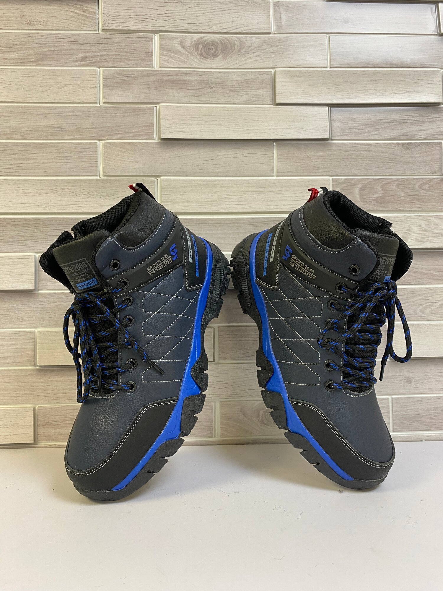 Ботинки берцы На замке, размер 44, серый, синий — фото 1