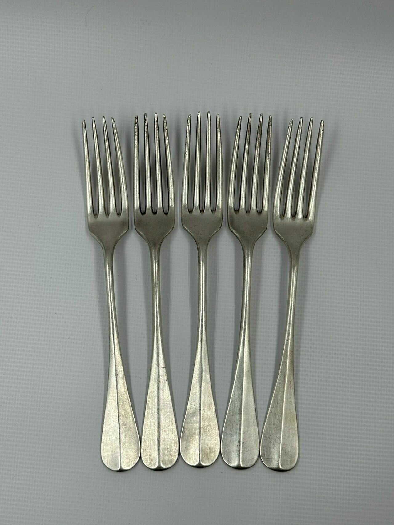Вилки десертные 5 шт. Krupp Berndorf Латунь Посеребрение Германия длина 18 см Монограмма