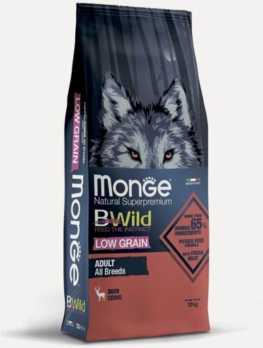 Изображение товара Monge Dog BWild Low Grain - Низкозерновой корм для взрослых собак, с мясом оленя (12 кг)