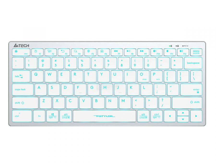 Клавиатура проводная A4Tech Fstyler FX61 (FX61 WHITE) Голубая подсветка, Белый