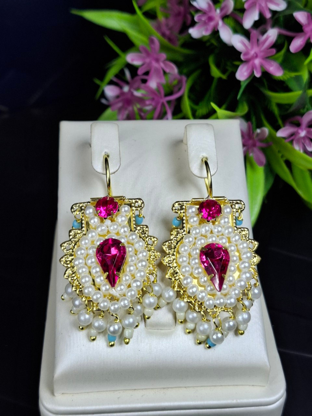 Серьги, размер 50 мм, розовый — фото 1