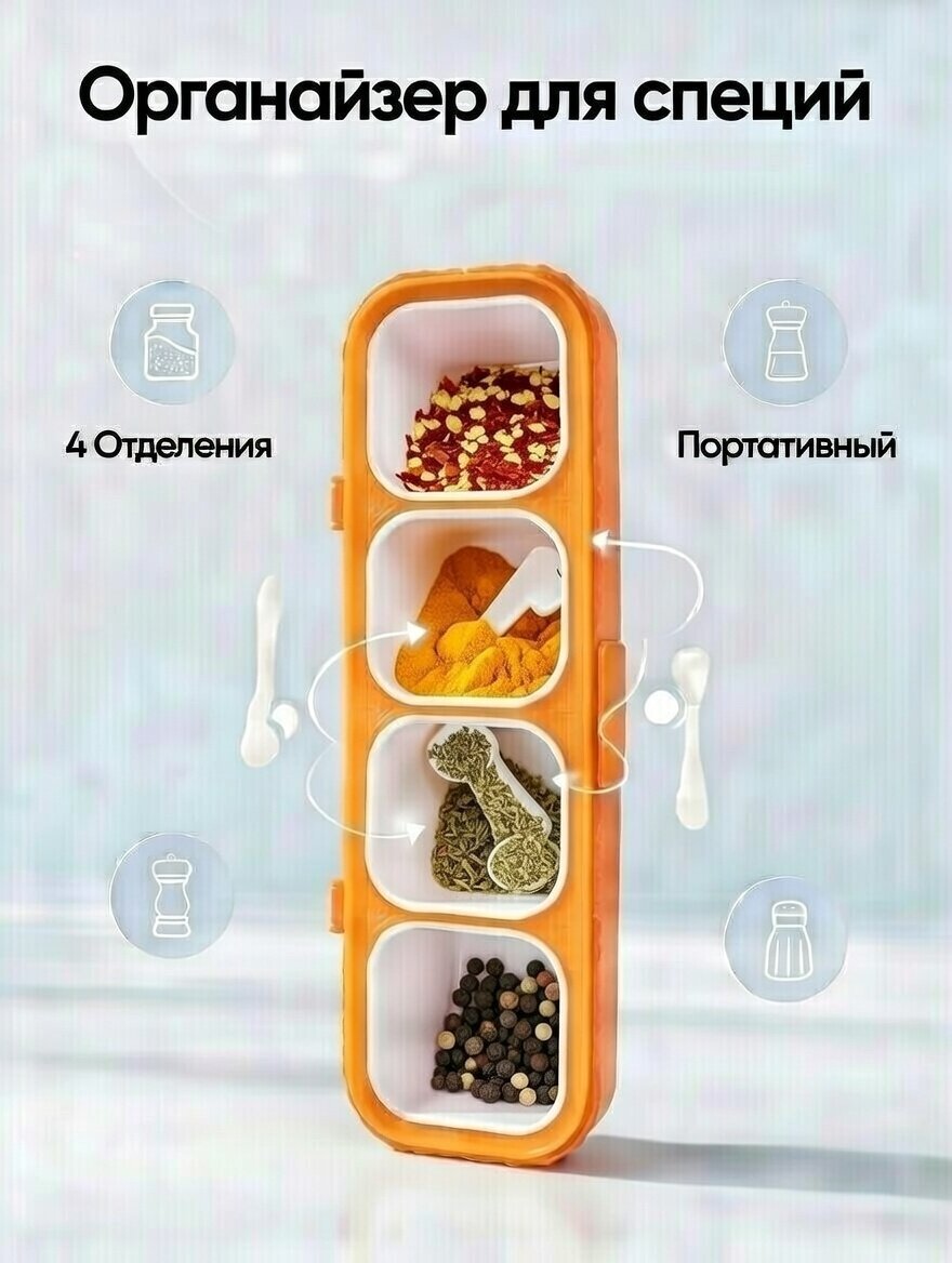 Органайзер для специй и приправ с 4 отсеками: удобный и практичный помощник на кухне