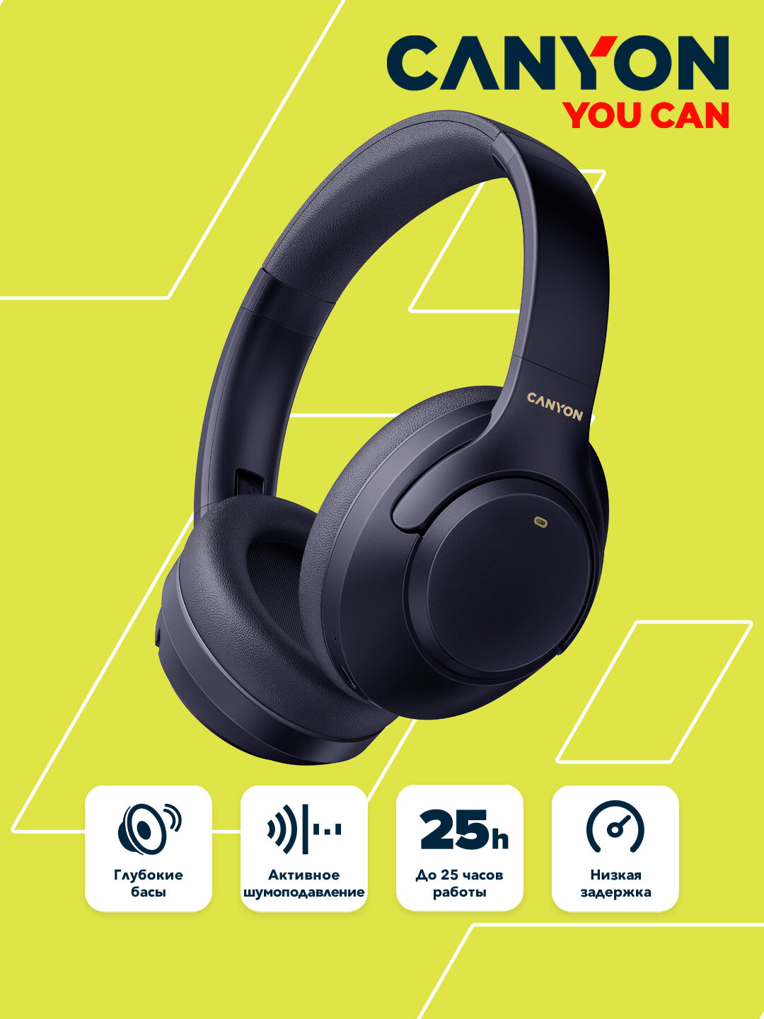 Наушники беспроводные Canyon OnRiff 6 ANC, наушники большие, полноразмерныe