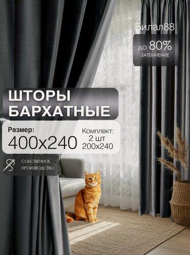 Изображение товара Шторы бархатные 200х240 см 2шт в гостиную спальню