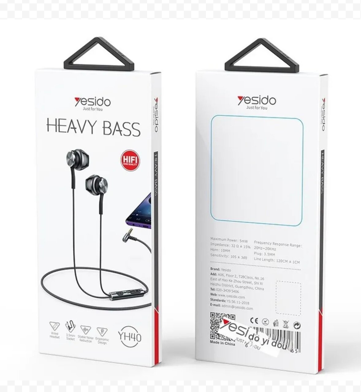 Проводные наушники yesido yh42 вакуумные мини-джек 3,5 с регулятором громкости, серые