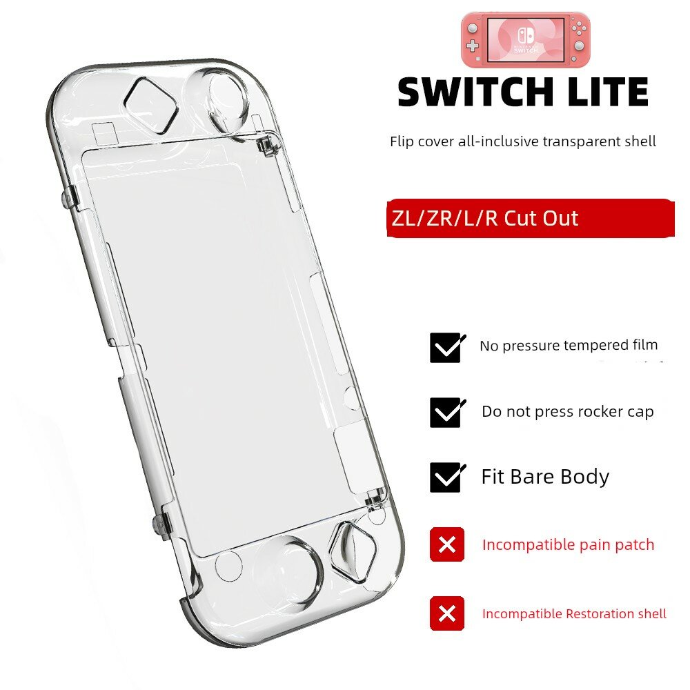 Прозрачный кристаллический чехол для Nintendo Switch Lite (не подходит для использованных моделей)