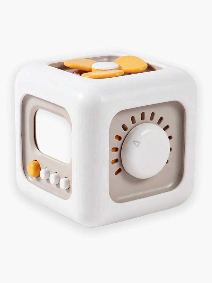 Развивающая многофункциональная игрушка-бизикуб Монтессори 6 в 1 FCJ1093861 бизиборд в дорогу, серый/бежевый