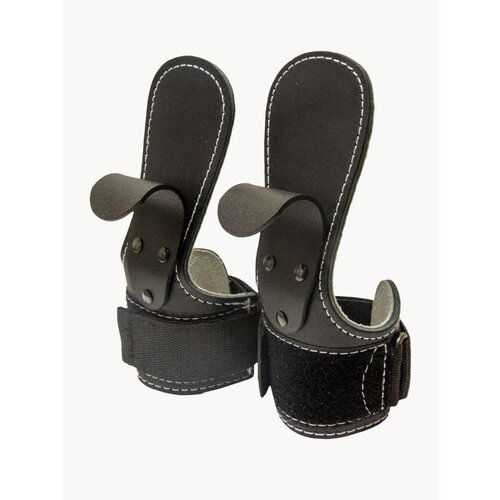 Крюки для перекладины и тяги ReKoy FG006 кожаные черные, 2 шт.