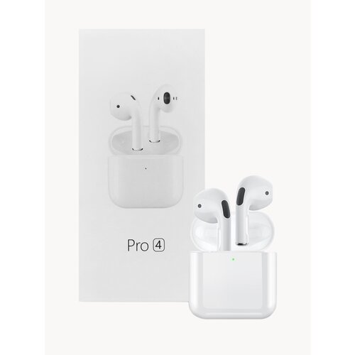 Беспроводные наушники PRO 4 для телефонаБлютуз tws вкладыши с микрофоном шумоподавлением и кейсом для зарядкиБелый 1000₽