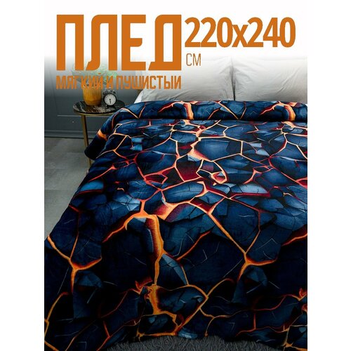 фото Плед 220х240 павлина разломы, евромакси мягкий пушистый на кровать