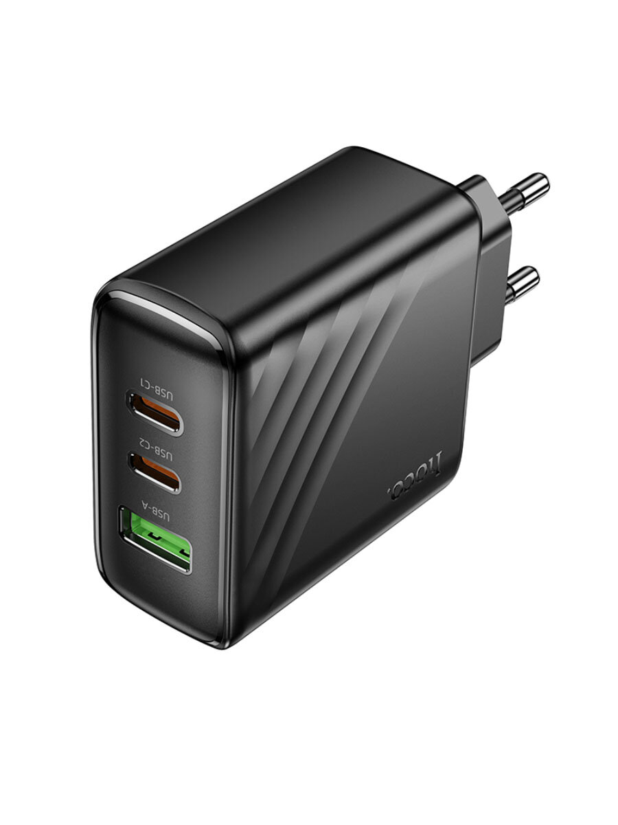 Сетевое зарядное устройство Hoco CS26A, USB-A, 2 Type-C PD45W быстрая зарядка, цвет Черный — фото 1