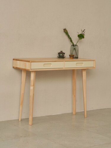 Изображение товара Стол письменный, консольный из массива Fusion Датское масло/Рассвет, 100х40х77,5 см, массив березы, Равновесие